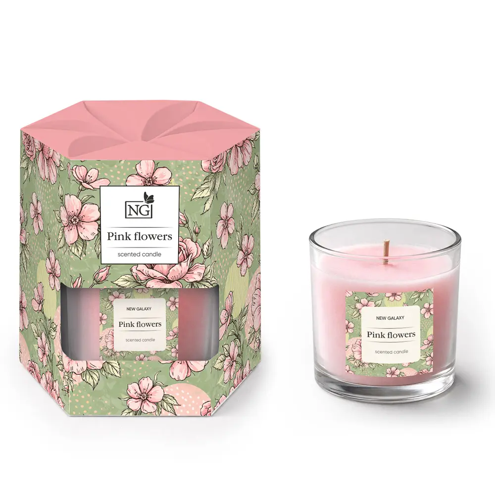 Свеча ароматизированная тм NEW GALAXY 45г., pure cotton , vanilla coconut,mixed berries,Pink flowers - #4