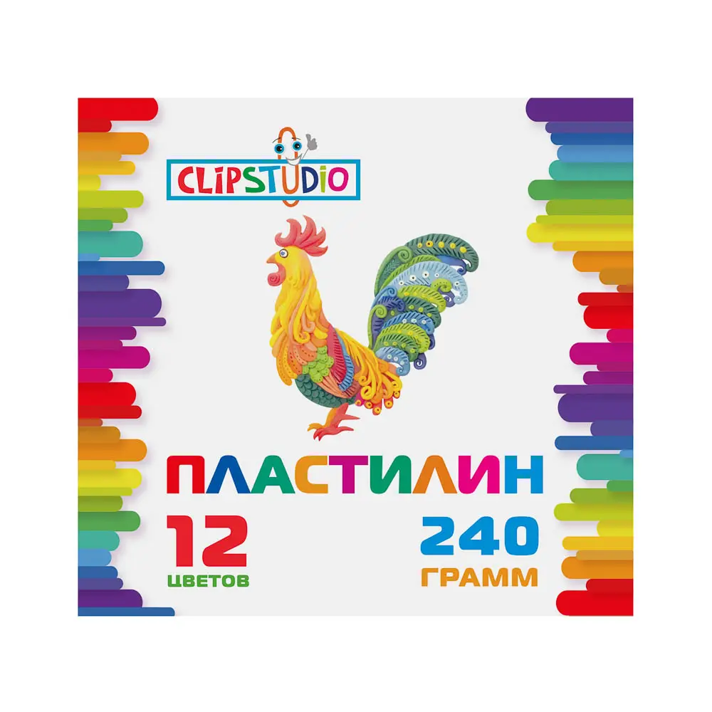 Пластилин 12цв. ClipStudio 240 грамм в картонном выдвижном пенале - #2