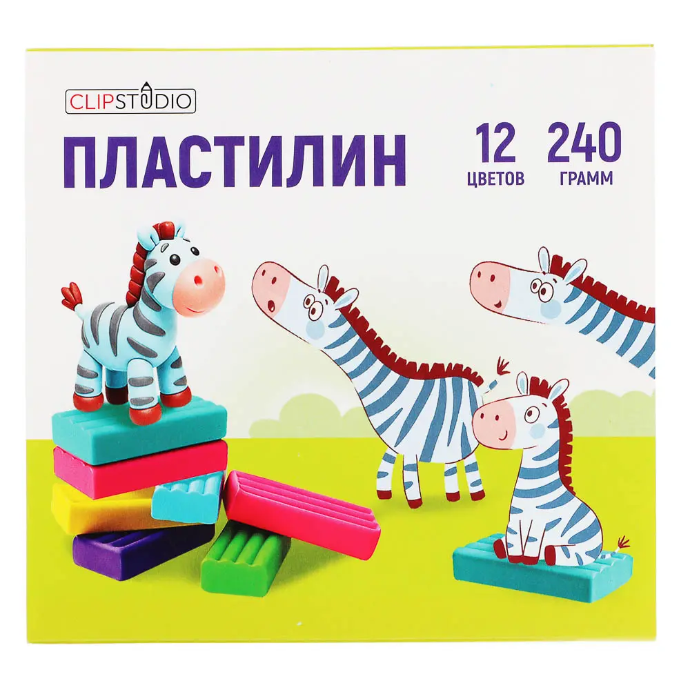 Пластилин 12цв. ClipStudio 240 грамм в картонном выдвижном пенале - #6