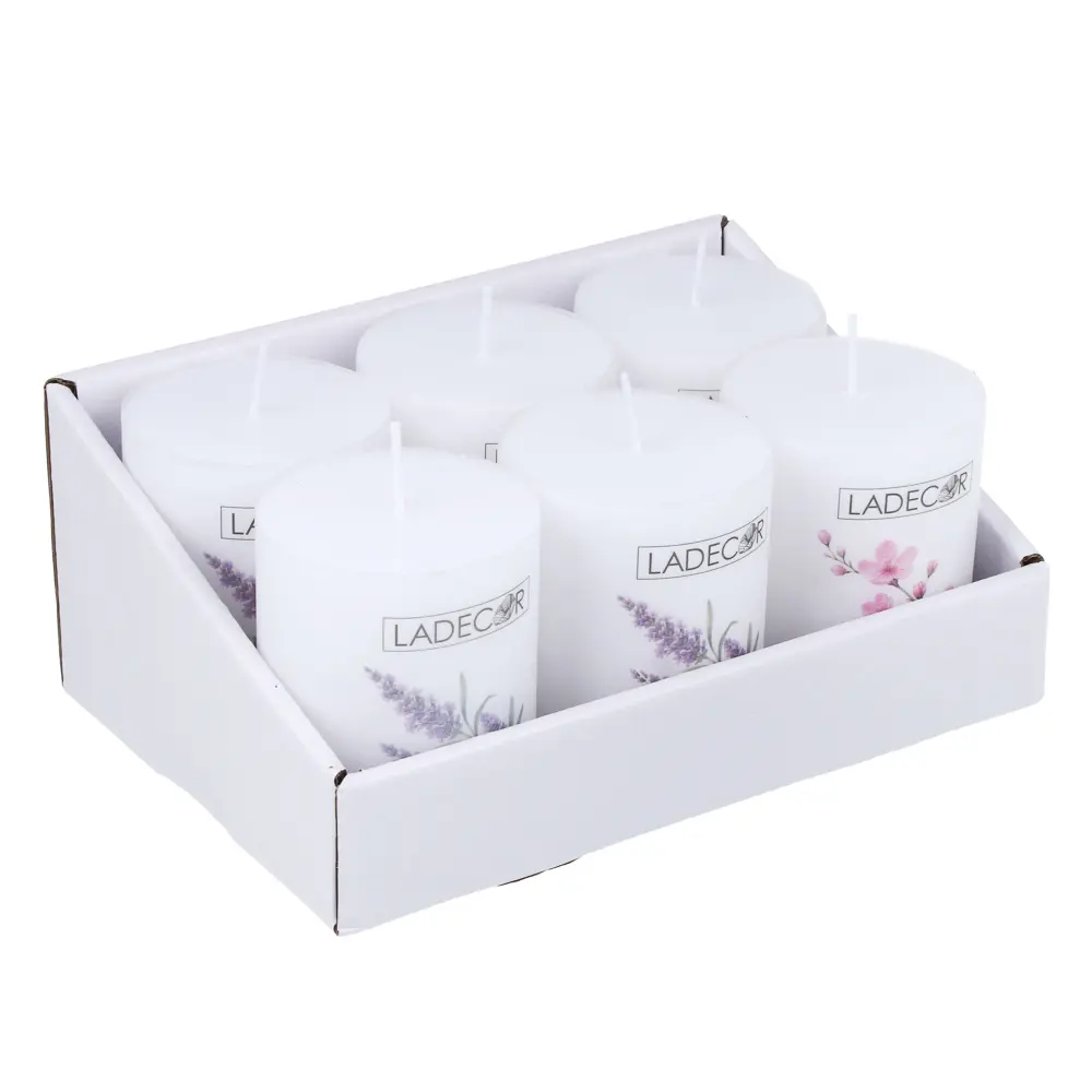 Свеча столбик тм LADECOR 6x7,5 см, парафин, белая - #4