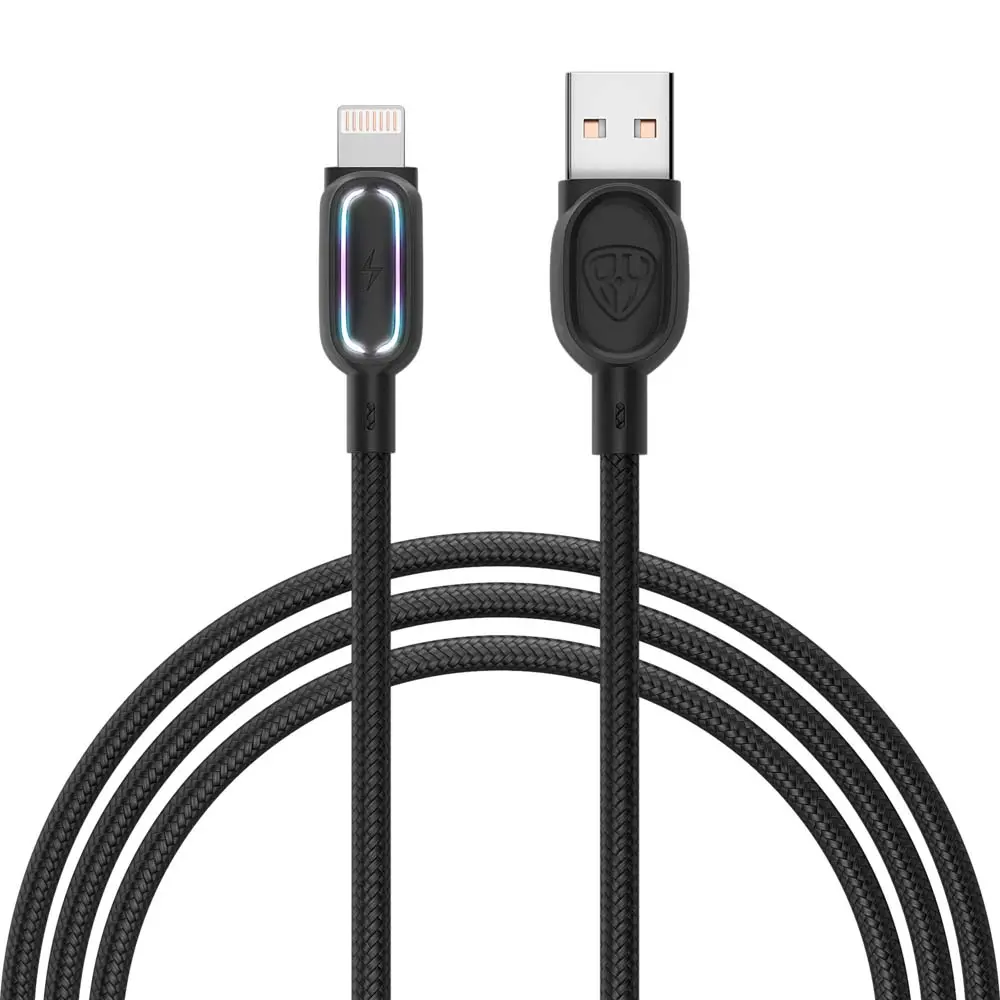 Кабель для зарядки USB(A)-iP BY Антарес, 1м, 2.4A, штекер с подсветкой, плетен. кабель - #1