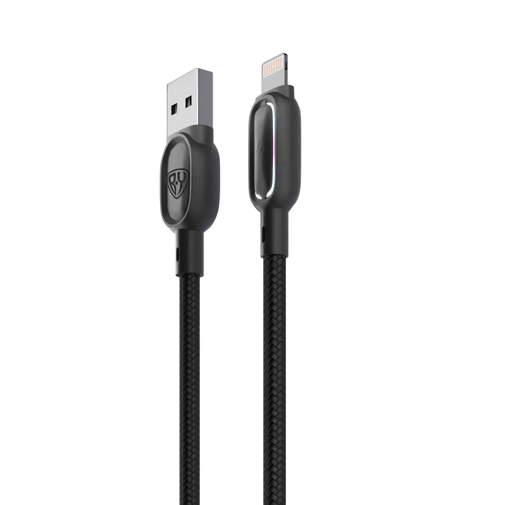 Кабель для зарядки USB(A)-iP BY Антарес, 1м, 2.4A, штекер с подсветкой, плетен. кабель - #3