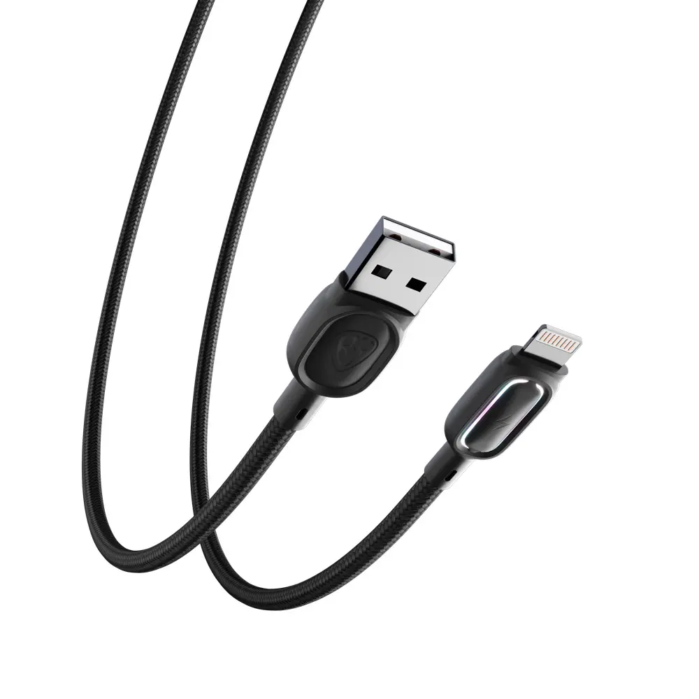Кабель для зарядки USB(A)-iP BY Антарес, 1м, 2.4A, штекер с подсветкой, плетен. кабель - #5