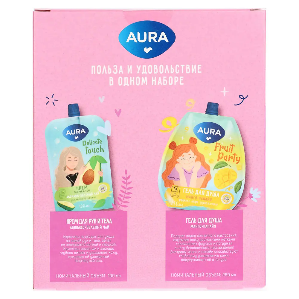 Подарочный набор женский AURA:Гель д/душа,250 мл+Крем д/рук и тела,100мл - #4