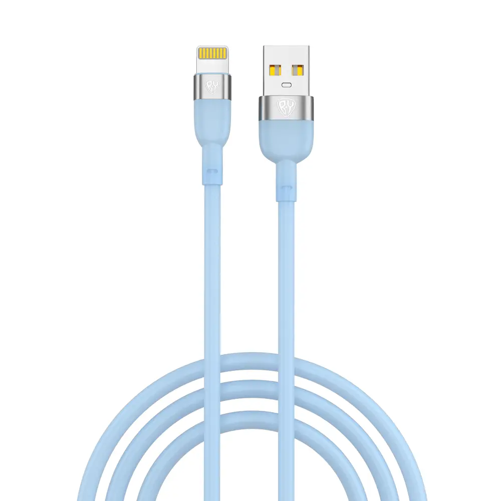 Кабель для зарядки USB(A)-iP BY Live, 1м, 2.4A, силиконовая оплетка, голубой - #1