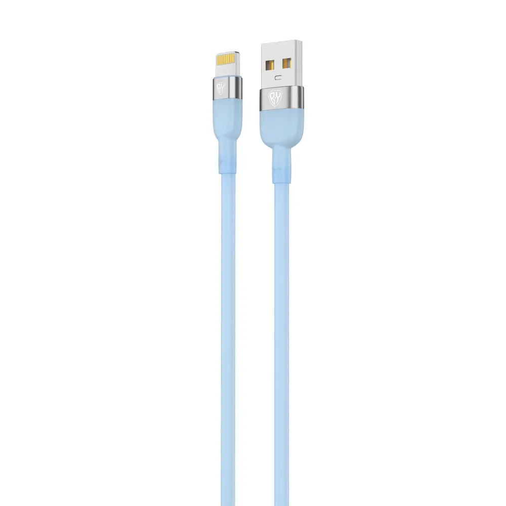 Кабель для зарядки USB(A)-iP BY Live, 1м, 2.4A, силиконовая оплетка, голубой - #3