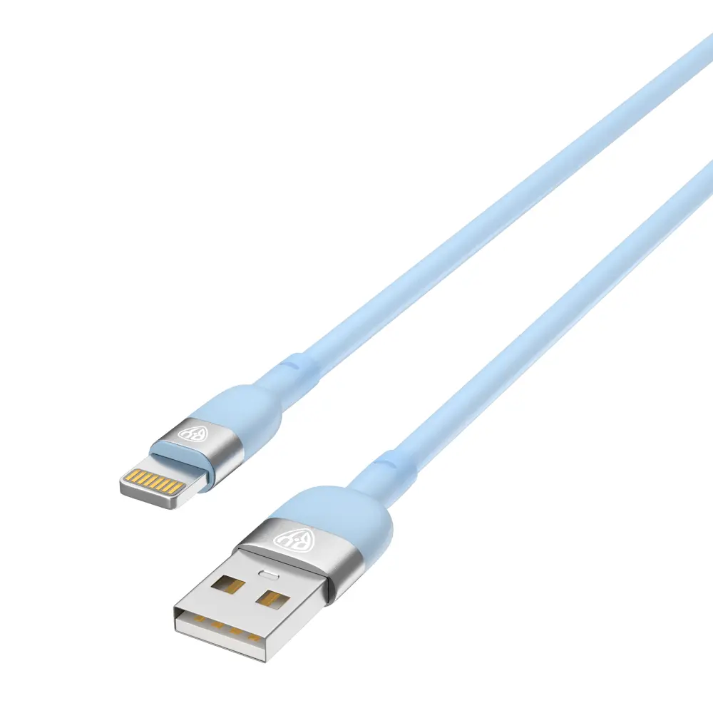 Кабель для зарядки USB(A)-iP BY Live, 1м, 2.4A, силиконовая оплетка, голубой - #4