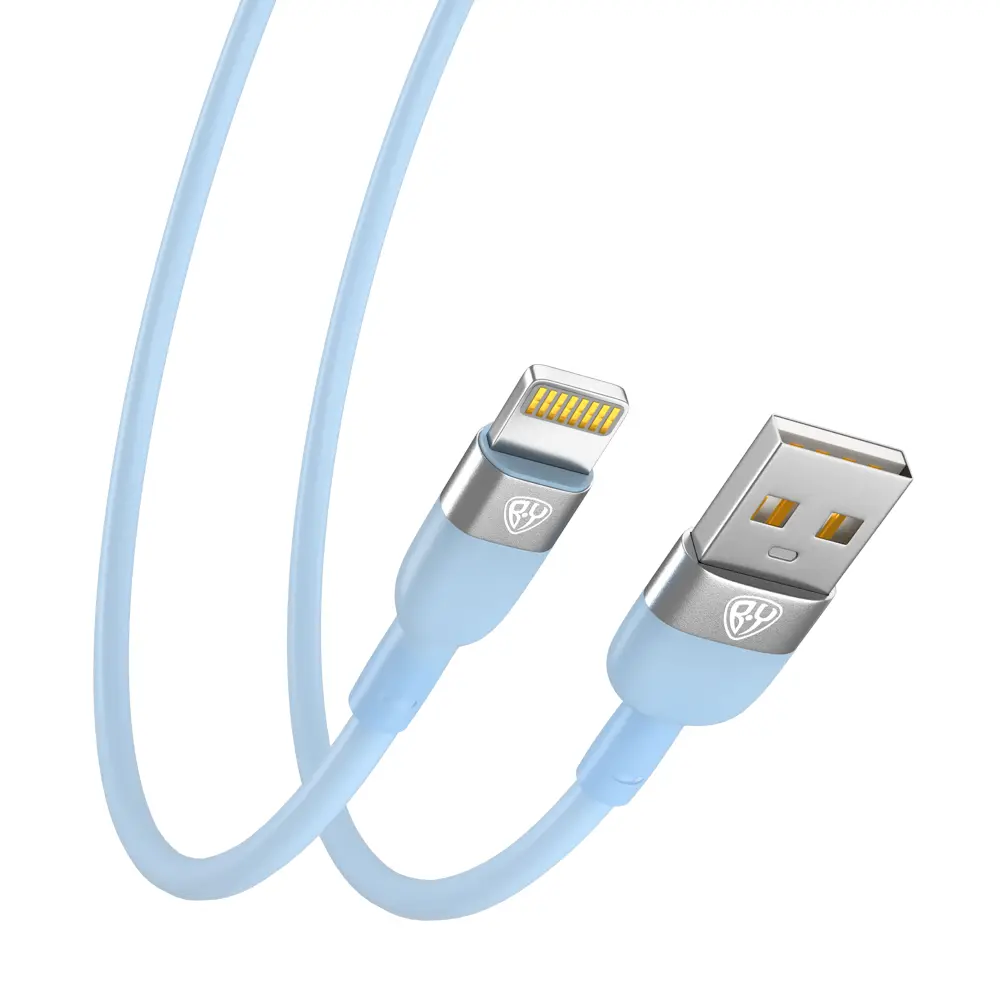 Кабель для зарядки USB(A)-iP BY Live, 1м, 2.4A, силиконовая оплетка, голубой - #5