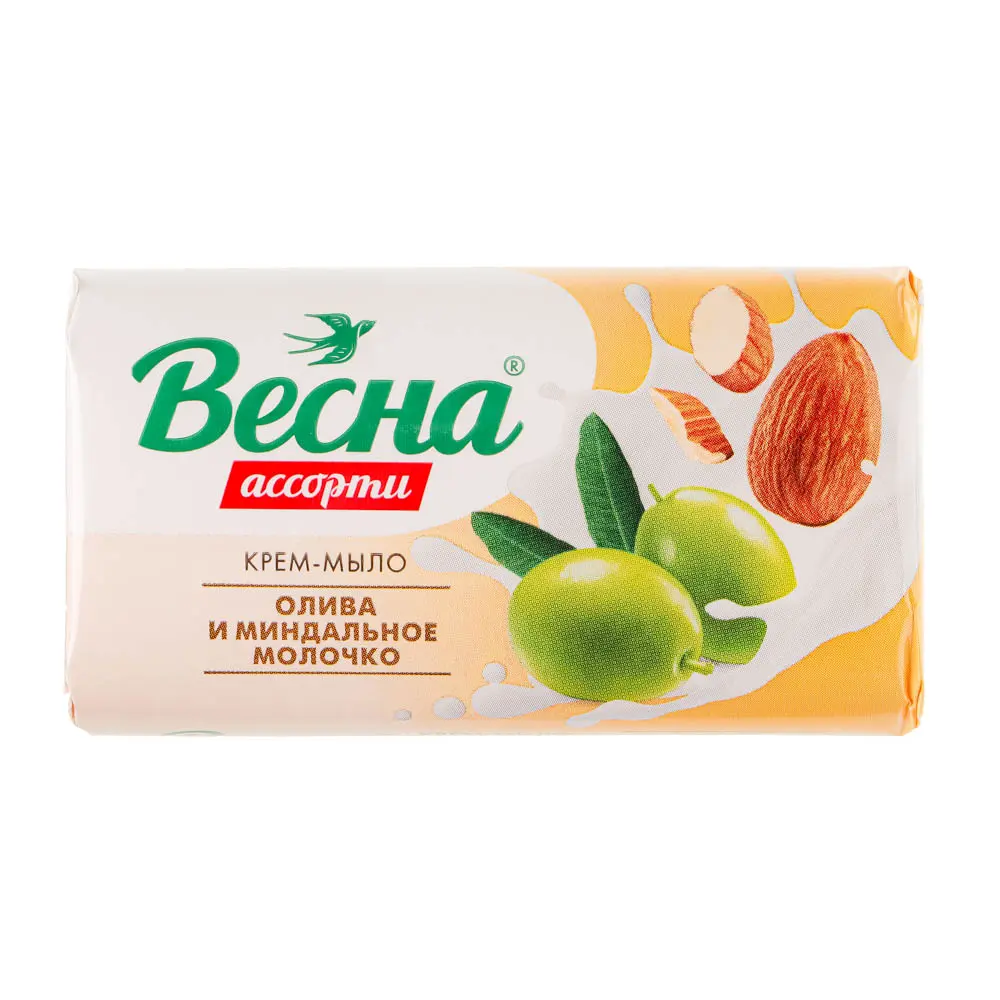 Мыло твердое ВЕСНА Олива и миндальное молочко, к/у, 90г - #2