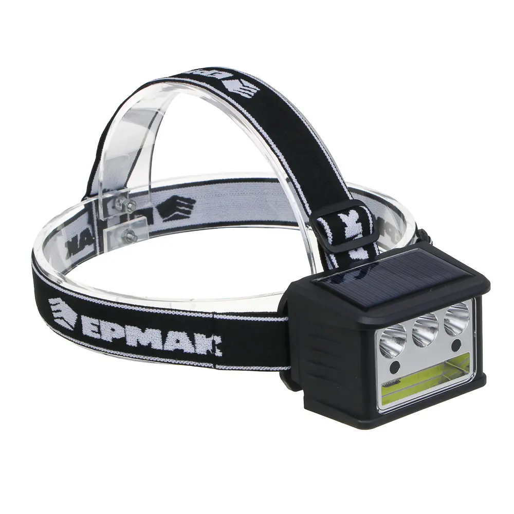 Фонарь налобный тм ЕРМАК,LED COB, 5 режимов,800мАч, Type-C, солн. батарея, красный свет, 78х55х56 мм - #1