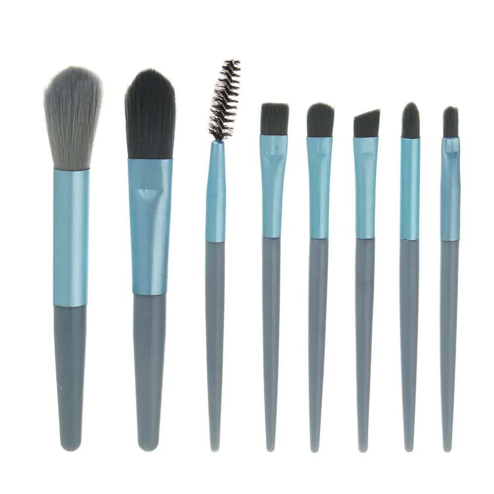 Кисти для визажа 8 шт тм ЮНИLOOK ,пластик, металл, иск.ворс, ПУ, 10,5-12 см, 3 цвета - #3