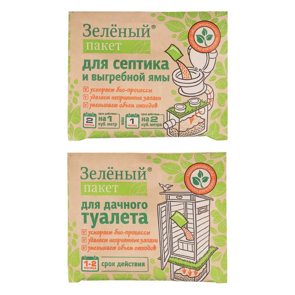 Пакет зеленый 2 вида (для септика 40г / для дачного туалета 30г ) - #1
