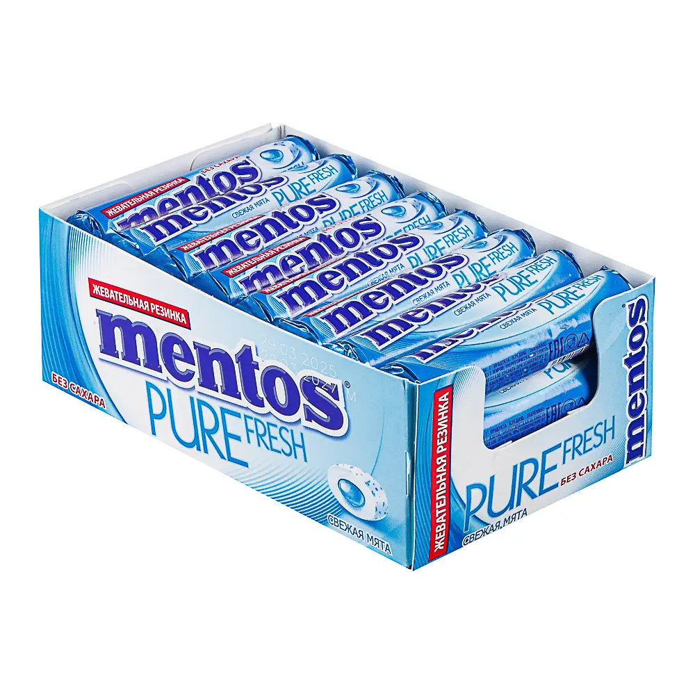 Жевательная резинка MENTOS PURE FRESH вишня, арбуз, виноград, мята, тутти-фрутти 15,5г. - #1