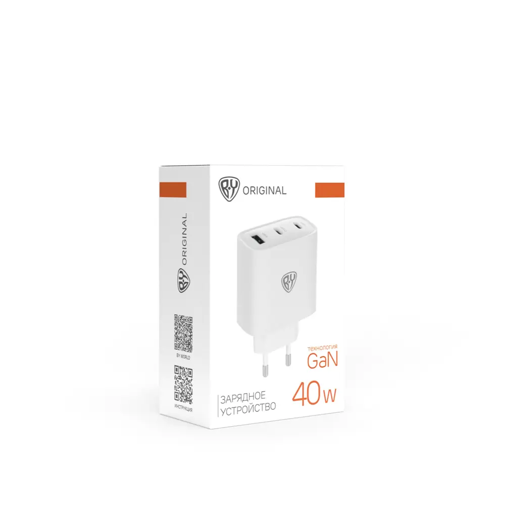 Сетевое зарядное устройство BY Smart 40Вт,2*USB-C, 1*USB-A, QC,PD,PPS,110-240В,50-60Гц,пластик,белый - #2