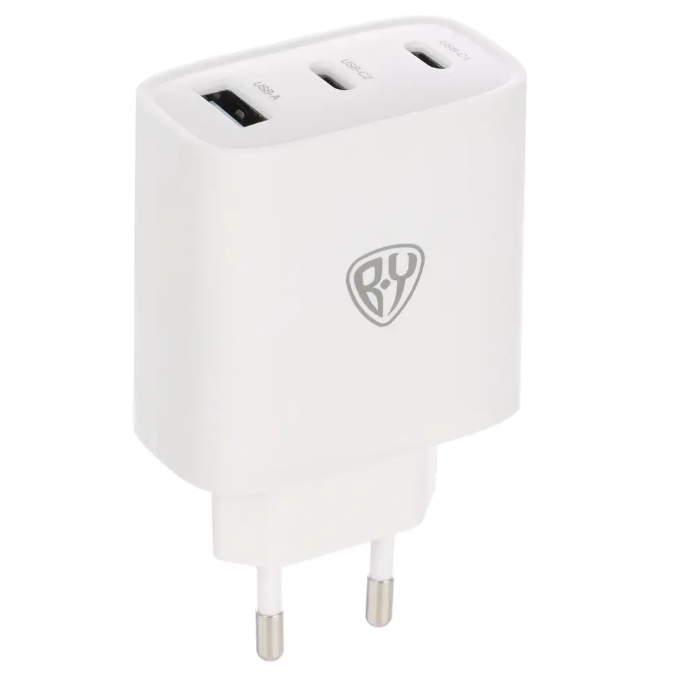 Сетевое зарядное устройство BY Smart 40Вт,2*USB-C, 1*USB-A, QC,PD,PPS,110-240В,50-60Гц,пластик,белый - #3