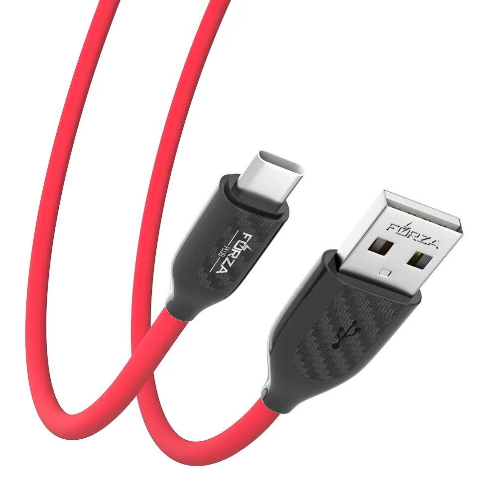 Кабель для зарядки USB(A)-Type C FORZA Карбон, 1м, Быстрая зарядка 2.4А, 12Вт, прорезиненный, 3цвета - #10