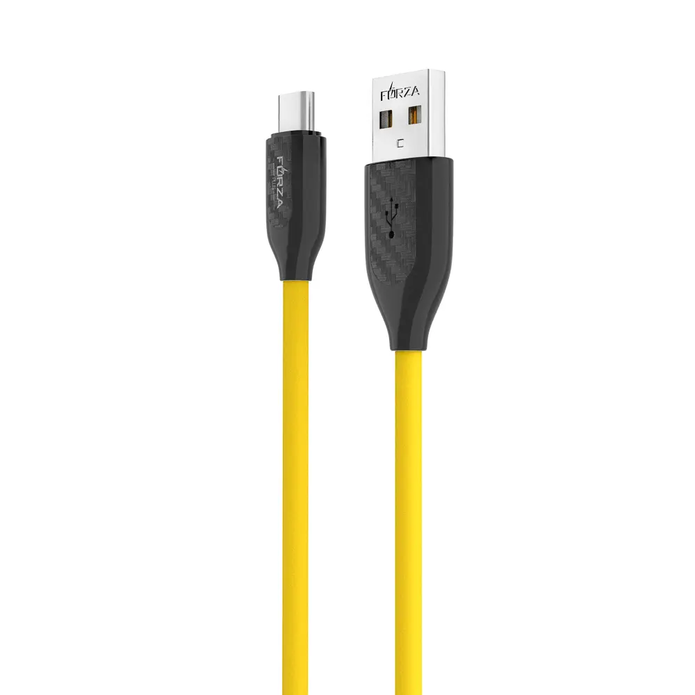 Кабель для зарядки USB(A)-Type C FORZA Карбон, 1м, Быстрая зарядка 2.4А, 12Вт, прорезиненный, 3цвета - #3
