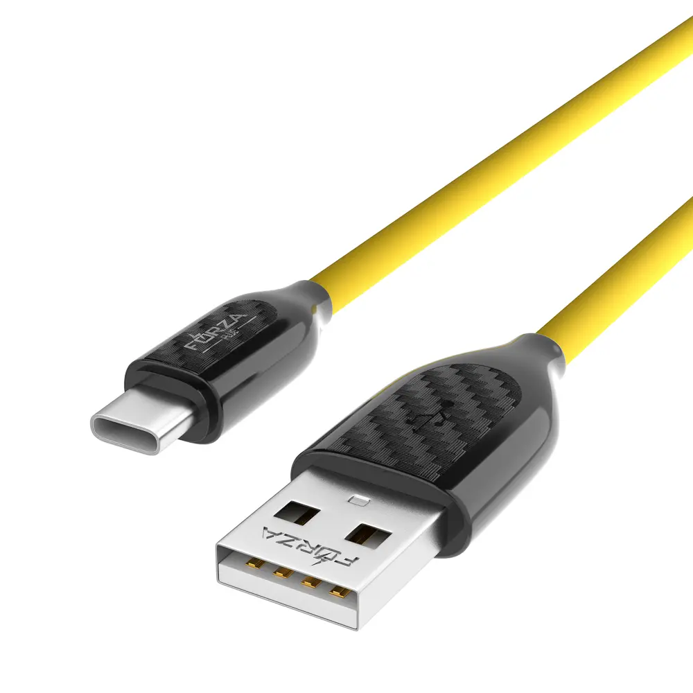 Кабель для зарядки USB(A)-Type C FORZA Карбон, 1м, Быстрая зарядка 2.4А, 12Вт, прорезиненный, 3цвета - #4