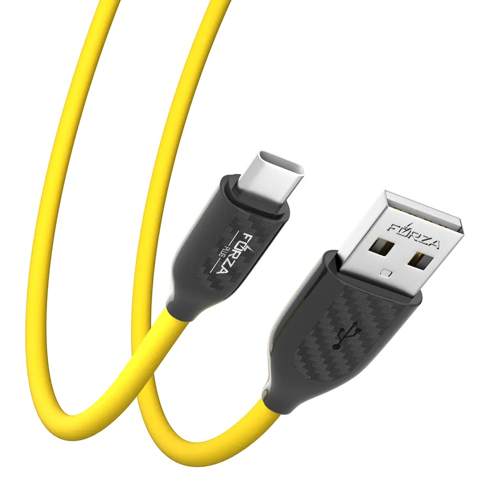 Кабель для зарядки USB(A)-Type C FORZA Карбон, 1м, Быстрая зарядка 2.4А, 12Вт, прорезиненный, 3цвета - #5