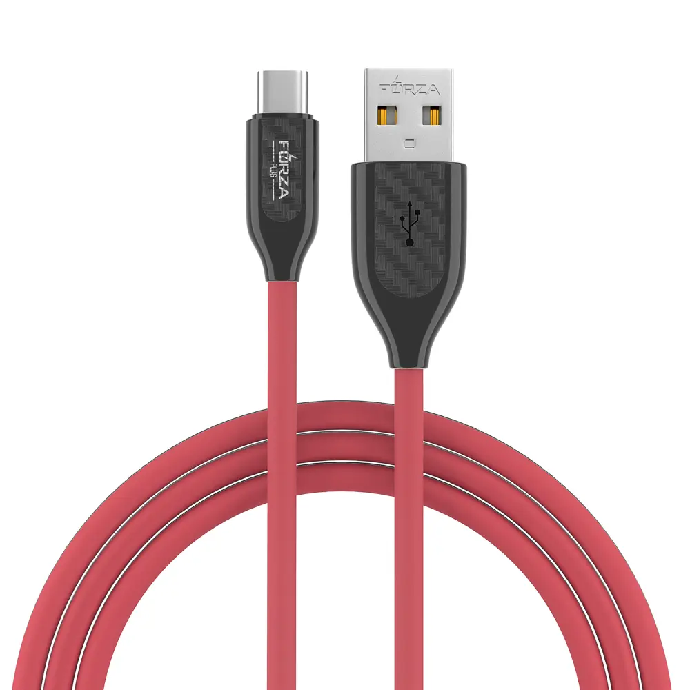 Кабель для зарядки USB(A)-Type C FORZA Карбон, 1м, Быстрая зарядка 2.4А, 12Вт, прорезиненный, 3цвета - #6