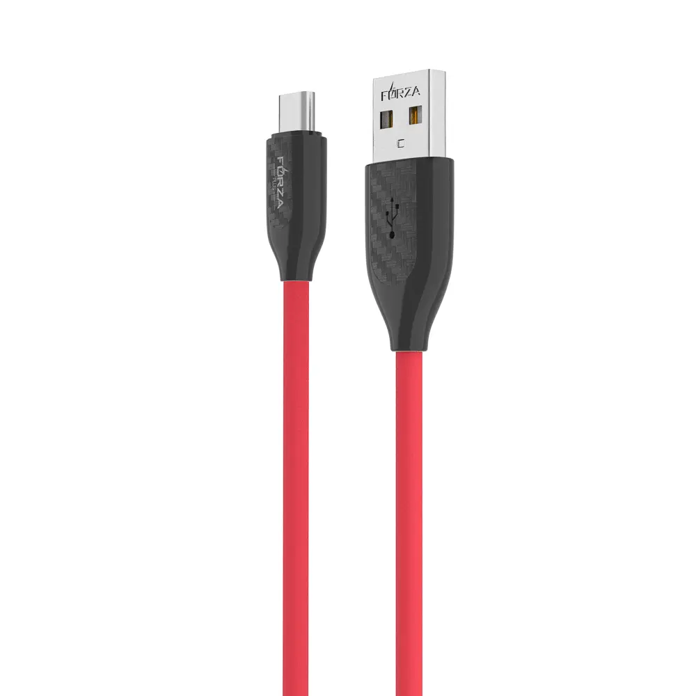 Кабель для зарядки USB(A)-Type C FORZA Карбон, 1м, Быстрая зарядка 2.4А, 12Вт, прорезиненный, 3цвета - #8