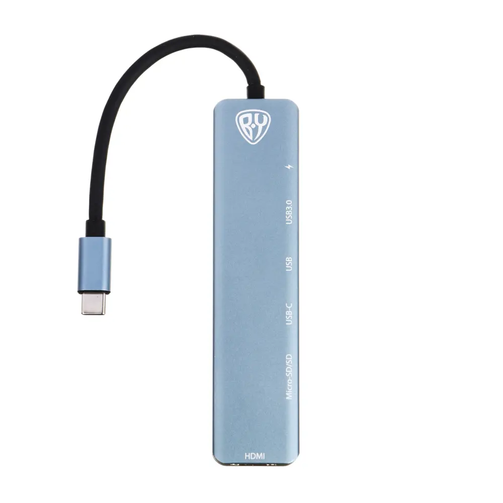 USB-концентратор 7в1 BY, USB-C INPUT 65 W, HDMI 4K, USB-A 3.0, USB-A 2.0, USB-C, MICRO-SD, SD - #1