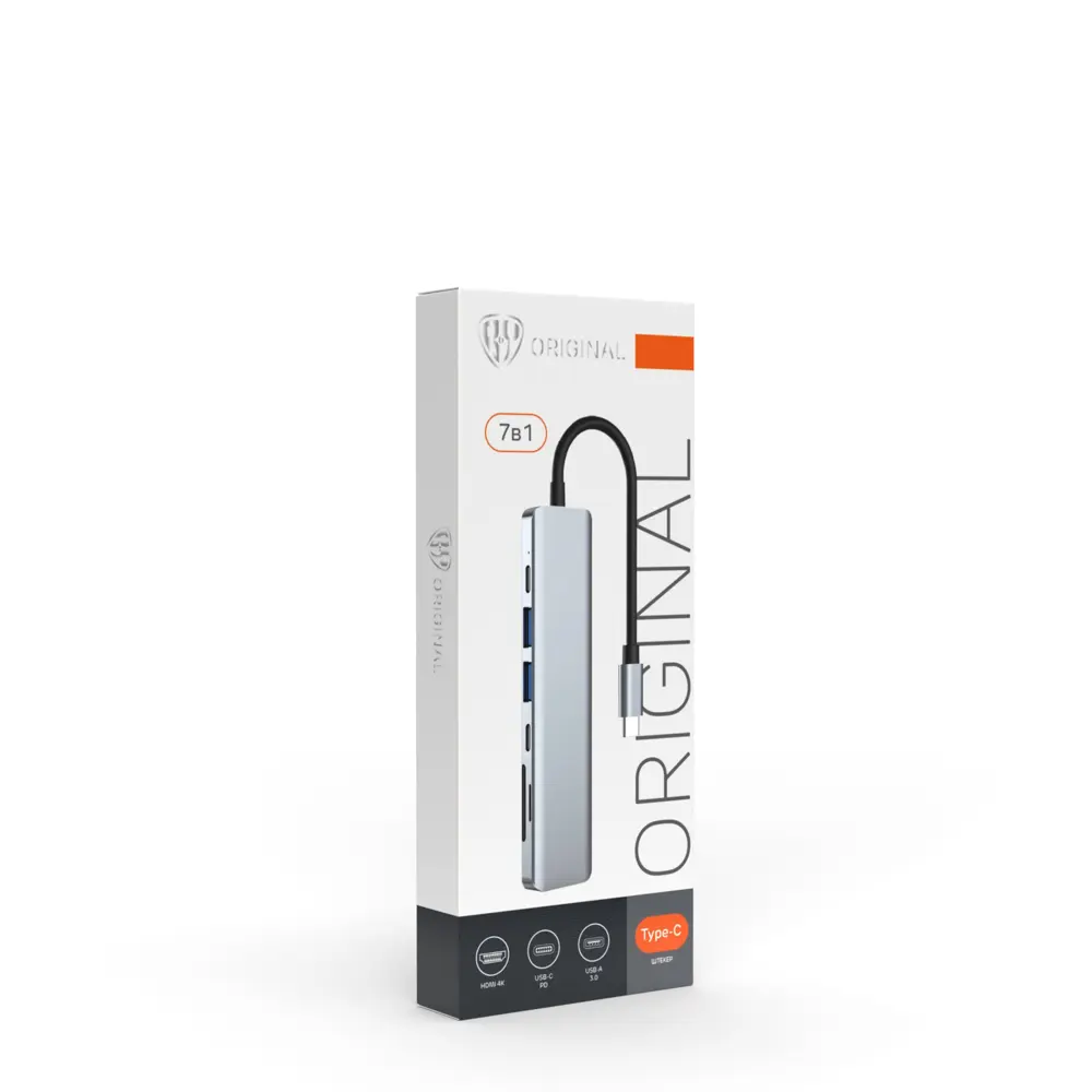 USB-концентратор 7в1 BY, USB-C INPUT 65 W, HDMI 4K, USB-A 3.0, USB-A 2.0, USB-C, MICRO-SD, SD - #2