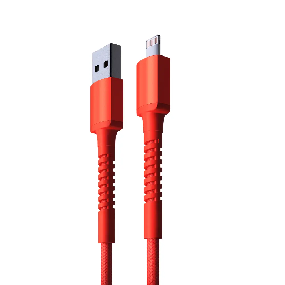 Кабель для зарядки USB(A)-iP BY XXL, 2м, 2.4А, Быстрая зарядка, красный - #3