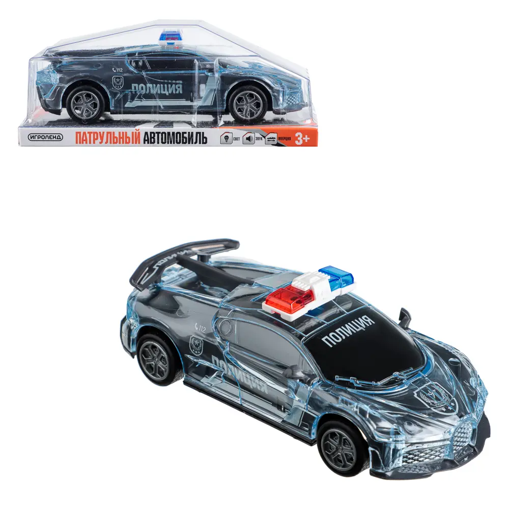 ИГРОЛЕНД Патрульный автомобиль, свет, звук, инерция, 3хLR44, ПВД, 15,5x5x7см, 3 дизайна - #2