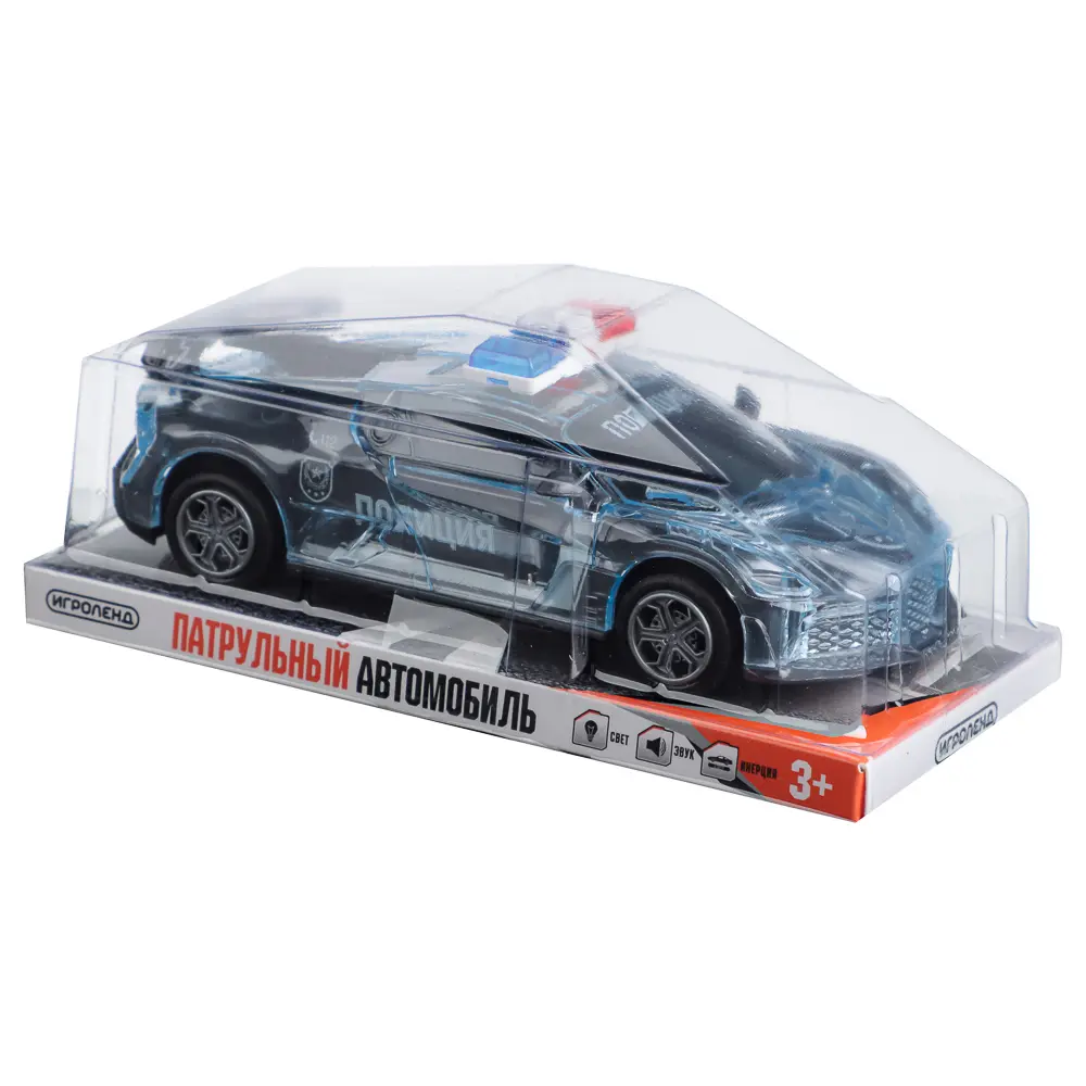 ИГРОЛЕНД Патрульный автомобиль, свет, звук, инерция, 3хLR44, ПВД, 15,5x5x7см, 3 дизайна - #7
