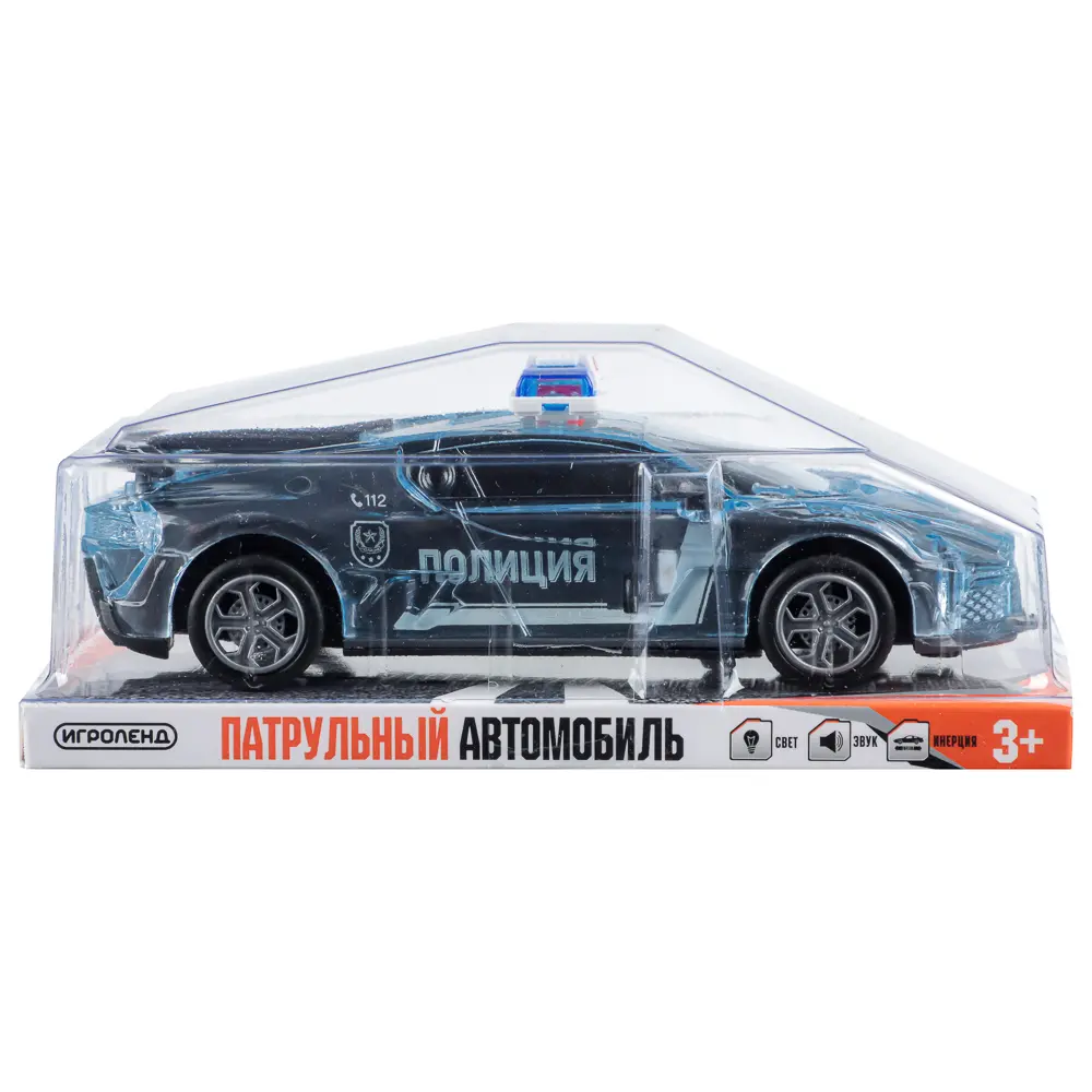 ИГРОЛЕНД Патрульный автомобиль, свет, звук, инерция, 3хLR44, ПВД, 15,5x5x7см, 3 дизайна - #8