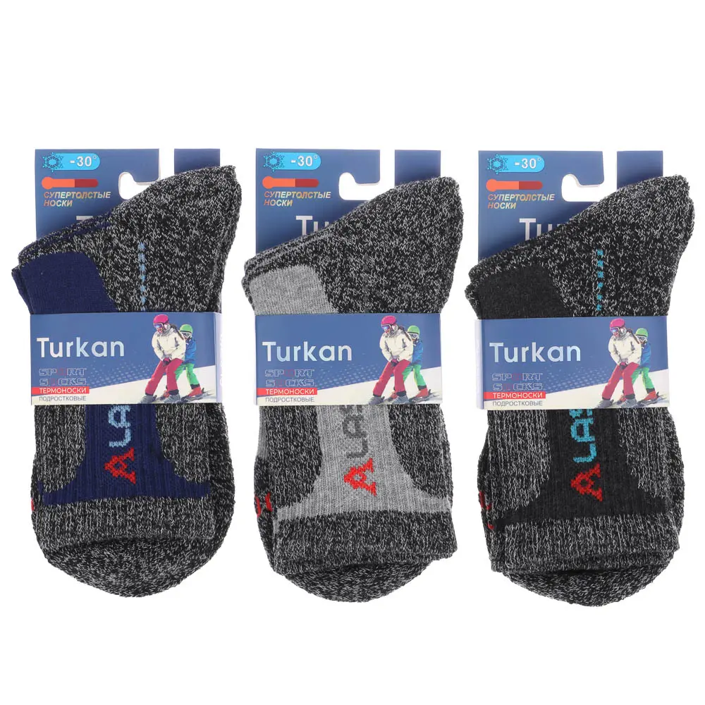 Термоноски детские, тм TURKAN, 12-14 лет, 85% шерсть, 10% ангора, 5% лайкра, разноцветные, L-808 - #6