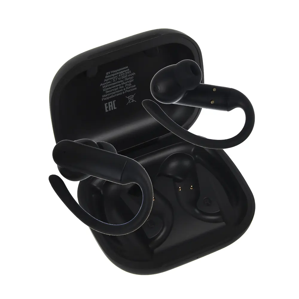 Наушники беспроводные TWS BY SportBuds, внутриканальные, 30/300 мАч, с дужками, BT5.3, чёрный - #6
