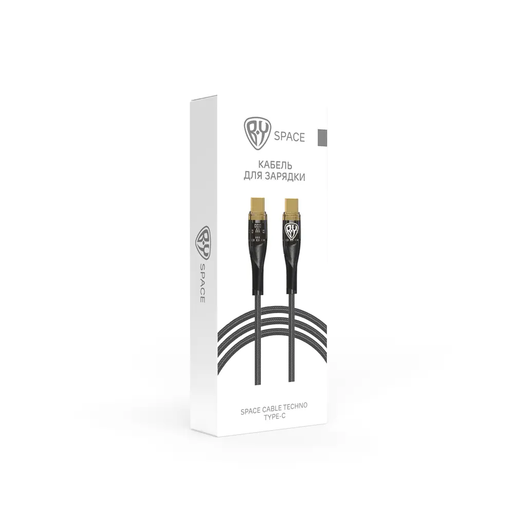 Кабель для зарядки Type C-Type C BY Space Cable Techno, 1 м, 5А, Быстрая зарядка, PD 65Вт, черный - #2