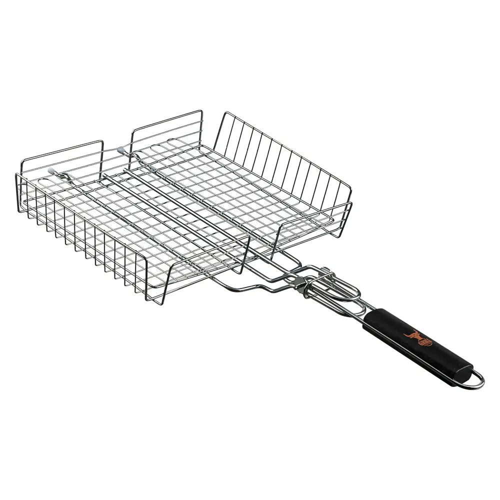 Решётка гриль хром со съёмной ручкой тм GRILLBOOM, 57x30x24, глубина 5см, хромированная сталь - #1
