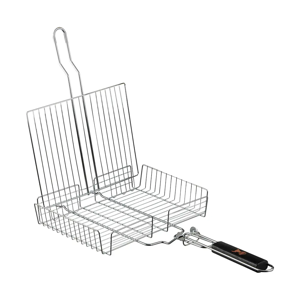 Решётка гриль хром со съёмной ручкой тм GRILLBOOM, 57x30x24, глубина 5см, хромированная сталь - #5
