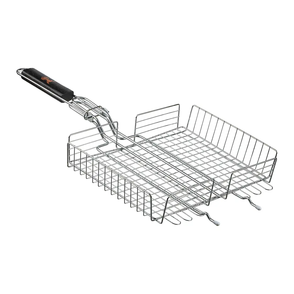 Решётка гриль хром со съёмной ручкой тм GRILLBOOM, 57x30x24, глубина 5см, хромированная сталь - #7