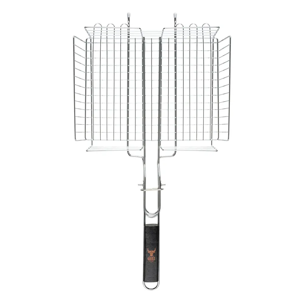 Решётка гриль хром со съёмной ручкой тм GRILLBOOM, 57x30x24, глубина 5см, хромированная сталь - #9