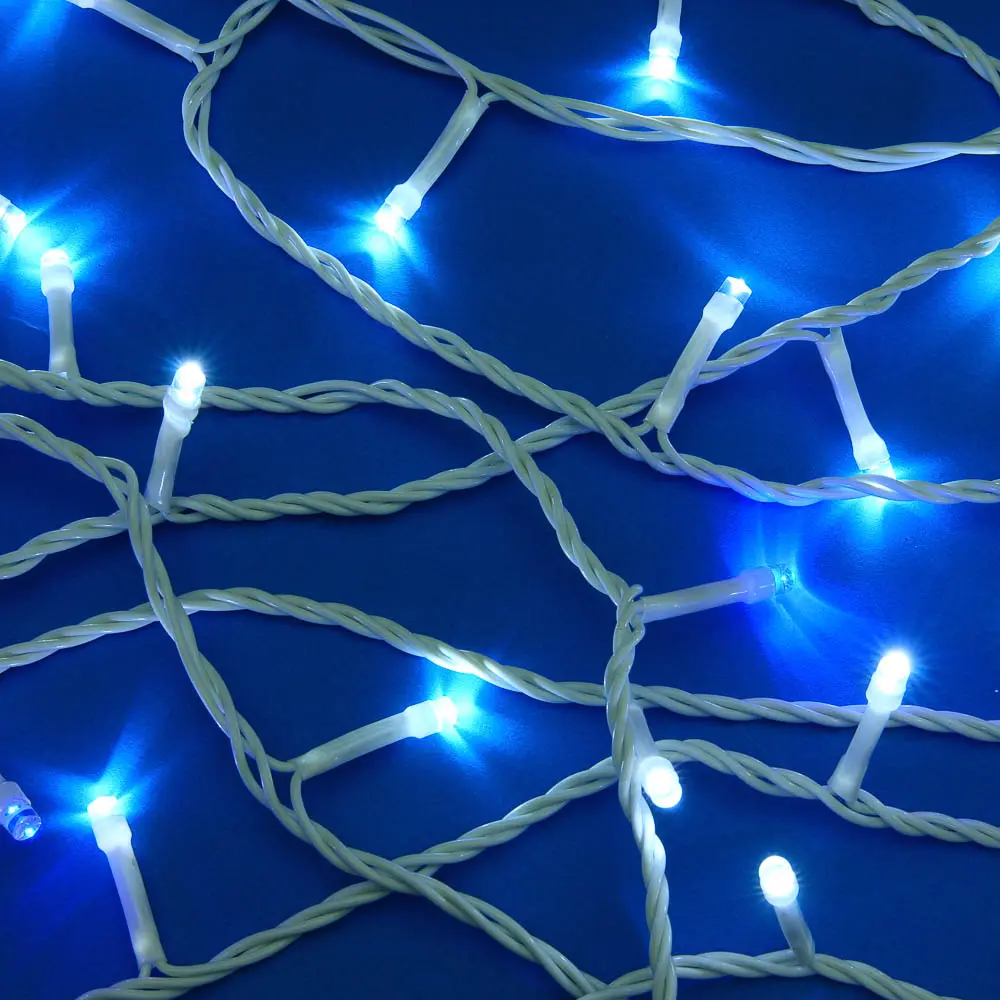 СНОУ БУМ Гирлянда эл. вьюн 20м, 180LED белый/синий, мерцание, ПВХ белый, коннектор, 220В - #1