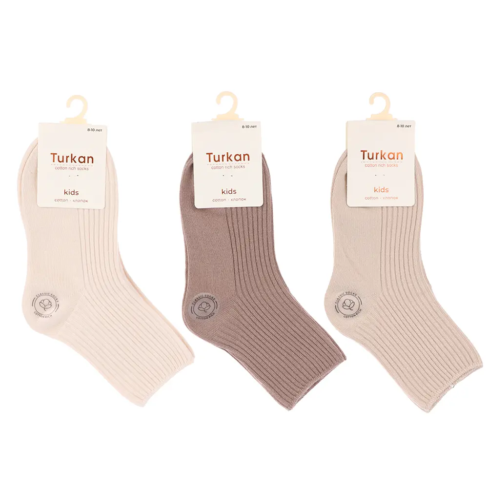 Носки детские в рубчик, тм TURKAN, 8-10 лет, 90% хлопок, 8% п/а, 2% лайкра, цвета в асс-те, L462 - #6