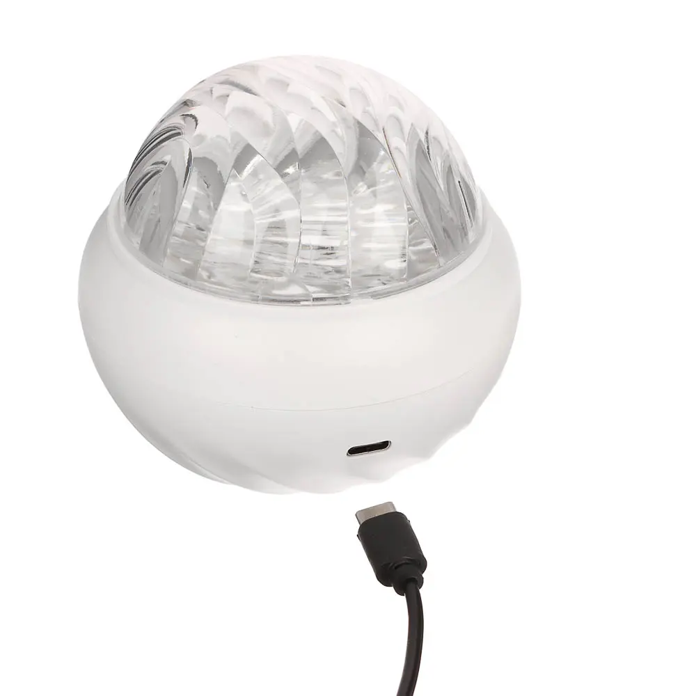 Светильник-ночник проектор неба BY Сфера, 3W, USB, пульт ДУ, D9×8 cм, пластик, белый - #4