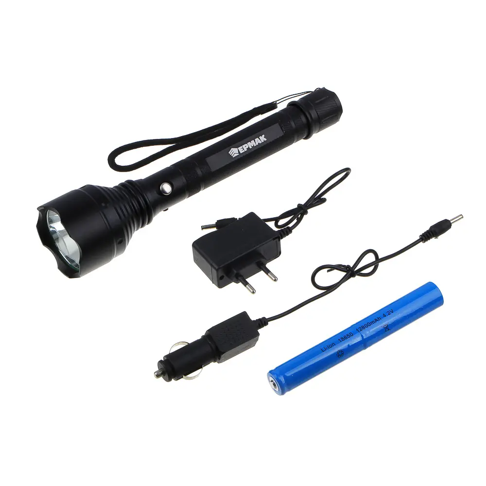 ЕРМАК Фонарь, 1 LED, 5 режимов, 2400мАч, зарядка 220-240В/12В, 5,6х5,6х24,5см, металл - #3