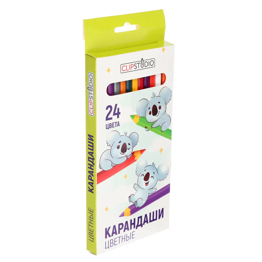 Карандаши 24цв. ClipStudio шестигранные заточ., пластик, улучшенное письмо, в карт.коробке - #8
