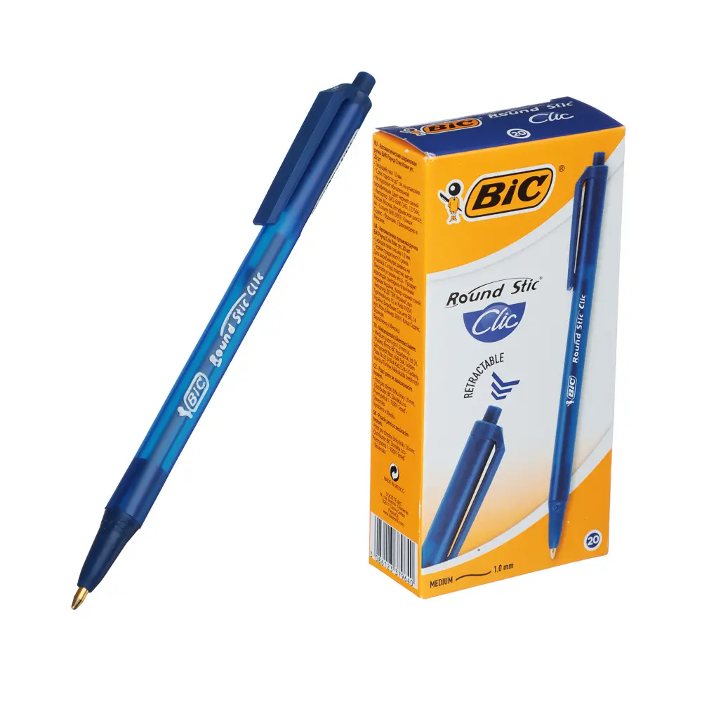 Авторучка шариковая BIC синяя с кнопкой "Раунд Стик Клик", наконечник 1,0 мм, 926376 - #1