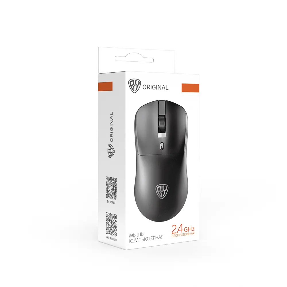 Компьютерная мышь беспроводная BY Office 2.4GHz,4D,тихий клик,800-1600DPI,SoftTouch,2xAАA,черный - #2