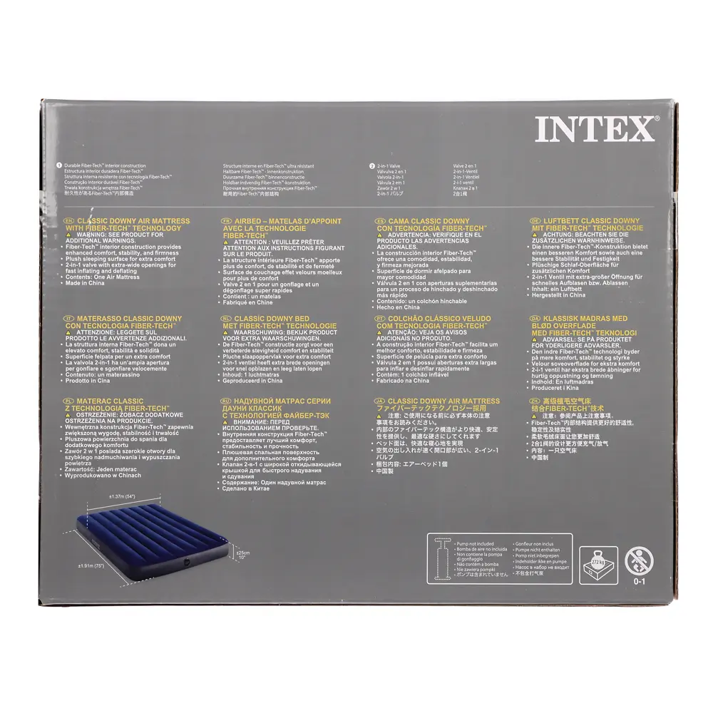 INTEX Матрас надувной CLASSIC DOWNY, 191x137x25см, до 272кг, 64758 - #3