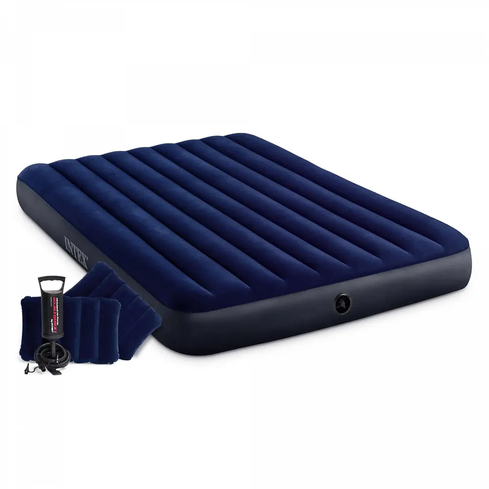 INTEX Матрас надувной CLASSIC DOWNY, в комплекте 2 подушки и насос, 203x152x25см, до 272кг, 64765 - #1