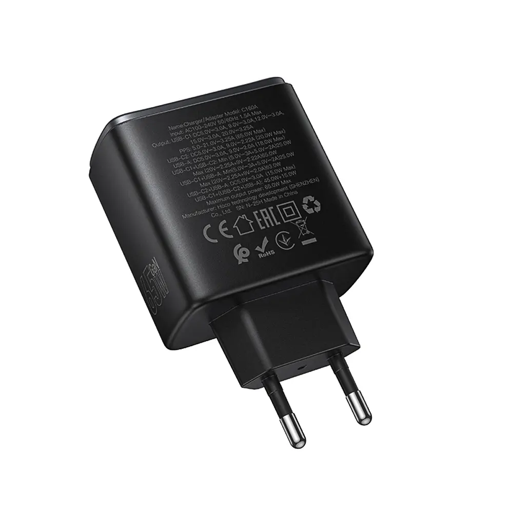 Сетевое зарядное устройство hoco. модель C160A, PD 65Вт, 2xType-C + USB-A, EU вилка - #7