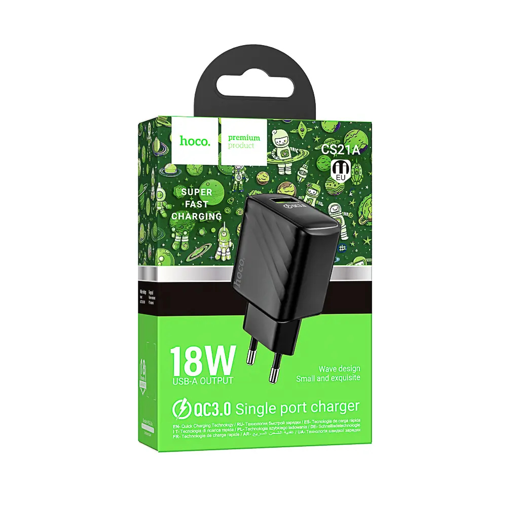 Сетевое зарядное устройство hoco. модель CS21A, QC3.0, 1xUSB-A, EU вилка - #2