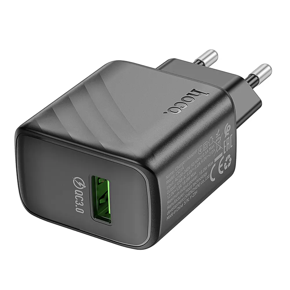 Сетевое зарядное устройство hoco. модель CS21A, QC3.0, 1xUSB-A, EU вилка - #5